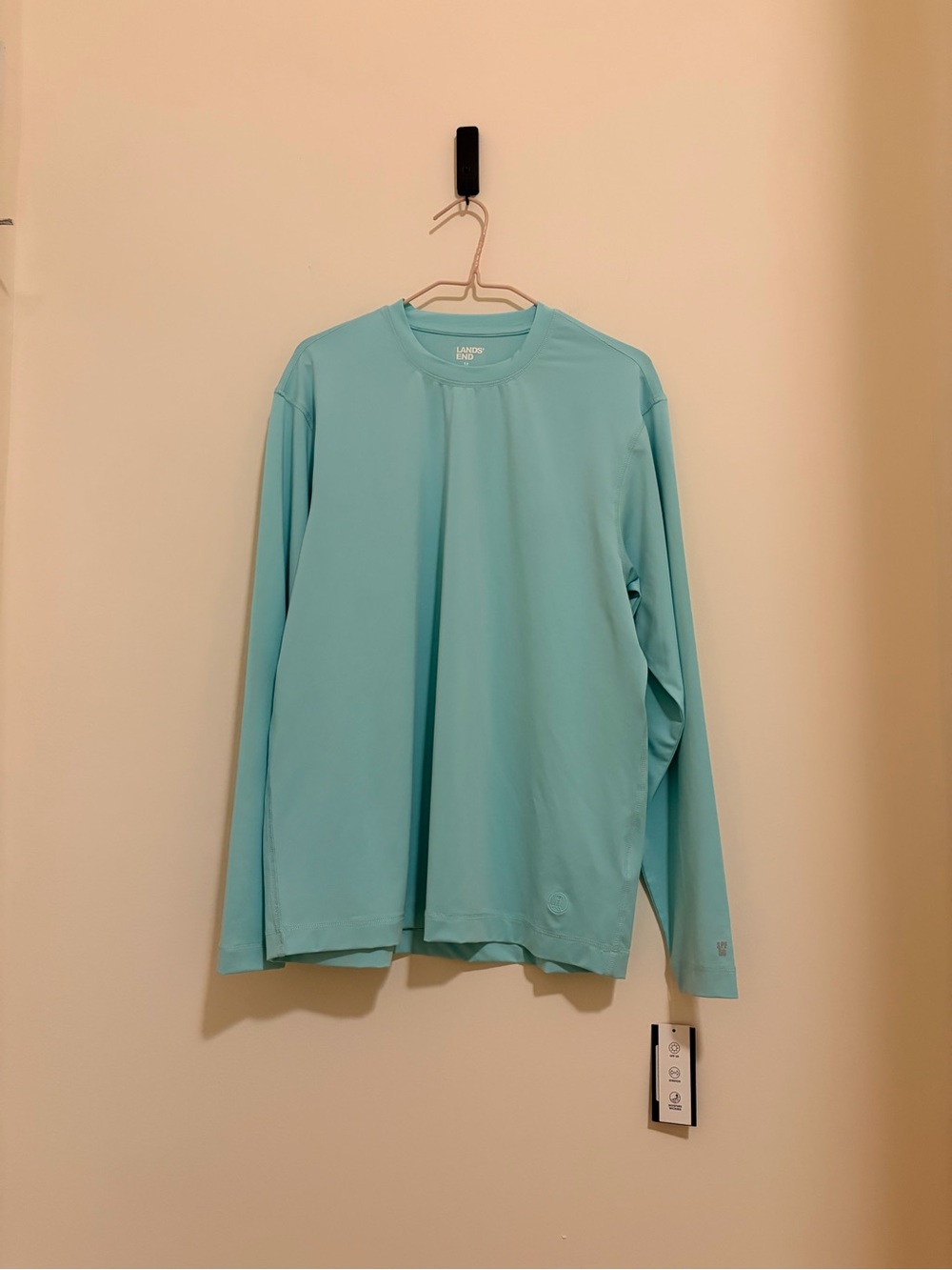 Lands' End Men's Long-Sleeve Sun Tee Rash guard - Light Aqua